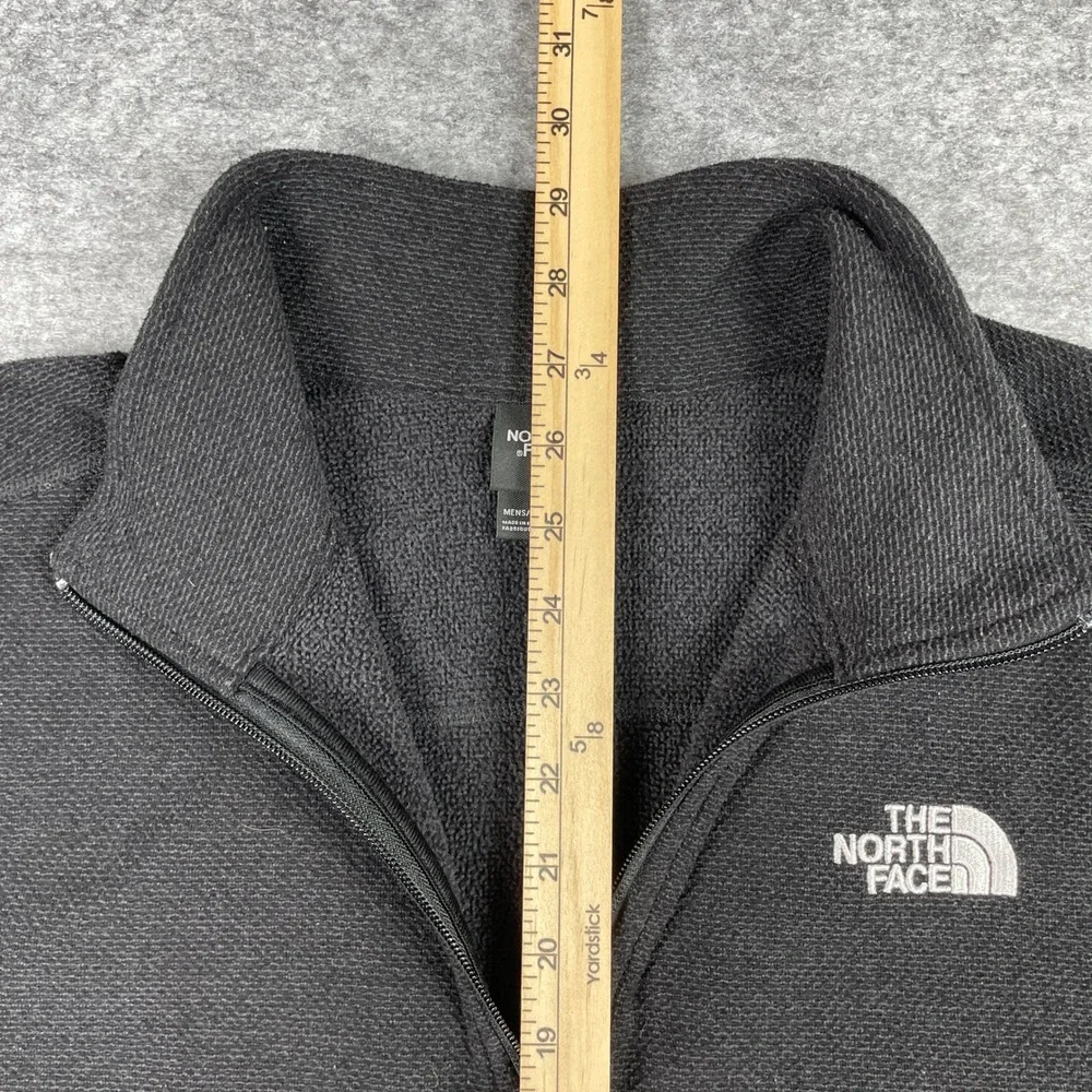The North Face Fleece Sweater Mens L Black 1/4 Zip Textured Mid Layer Pullover